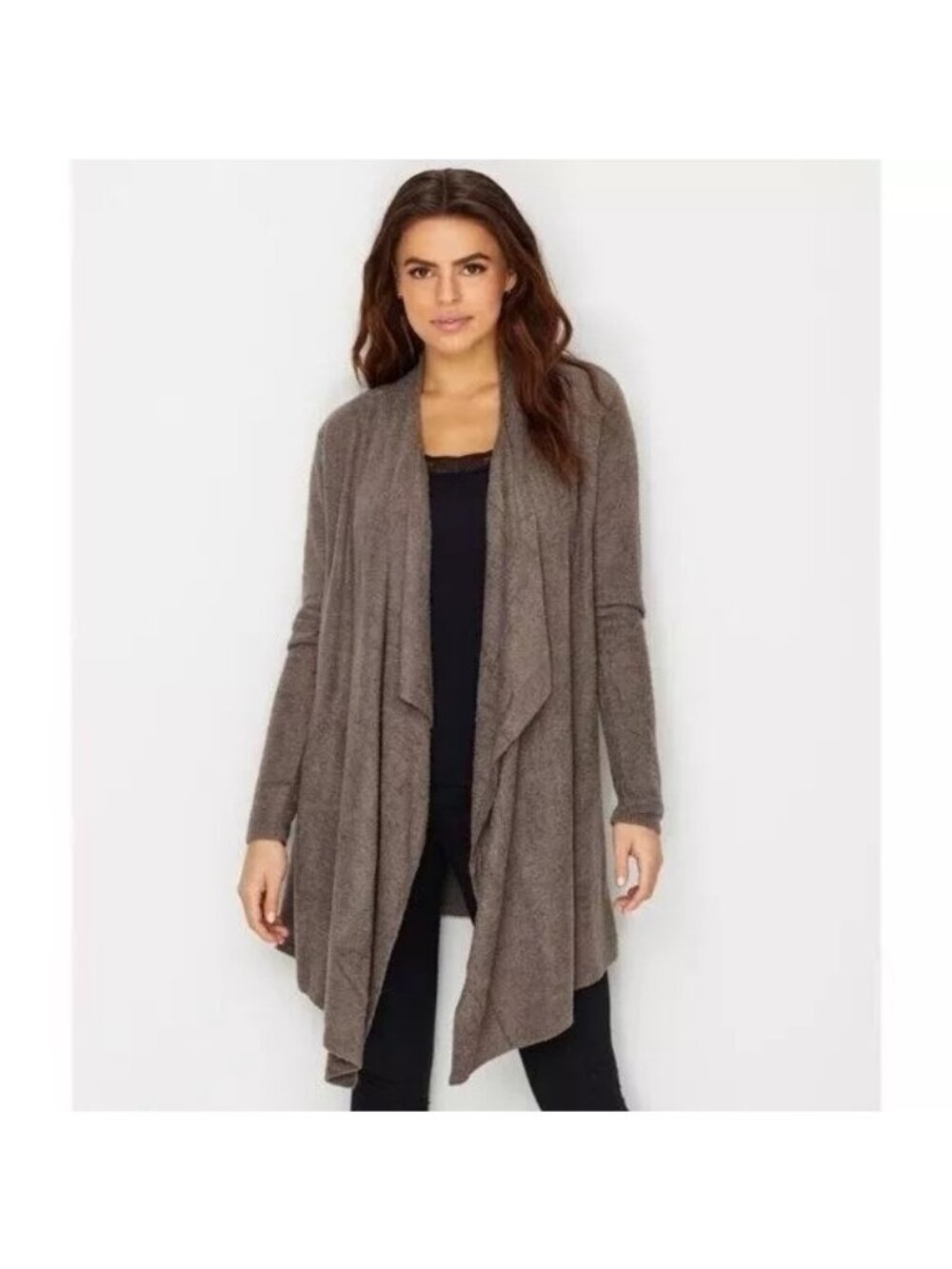 Barefoot Dreams Cardigan Sweater S/M  Bamboo Chic Lite Calypso Wrap Brown Lounge